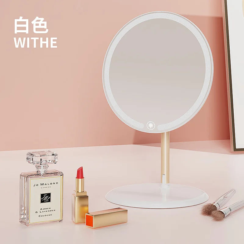 Makeup LED Touch Screen Makeup Mirror Foldable Illuminated 3 Colors Lighting Modes USB Rechargeable Cosmetic Mirror Tools Mirror