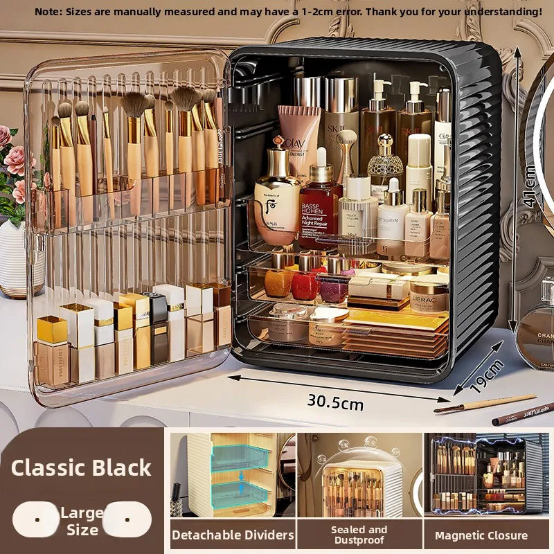 Grande boîte de rangement cosmétique acrylique multicouche Capaci Organisateur de bureau anti-poussière pour les produits de soins de la peau