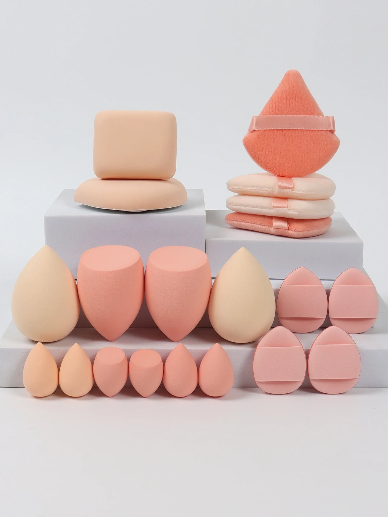 20 Pcs Pink Makeup Sponge and Makeup Puff Set Suitable for Face Cream and Powder Concealer Powder Makeup Machine