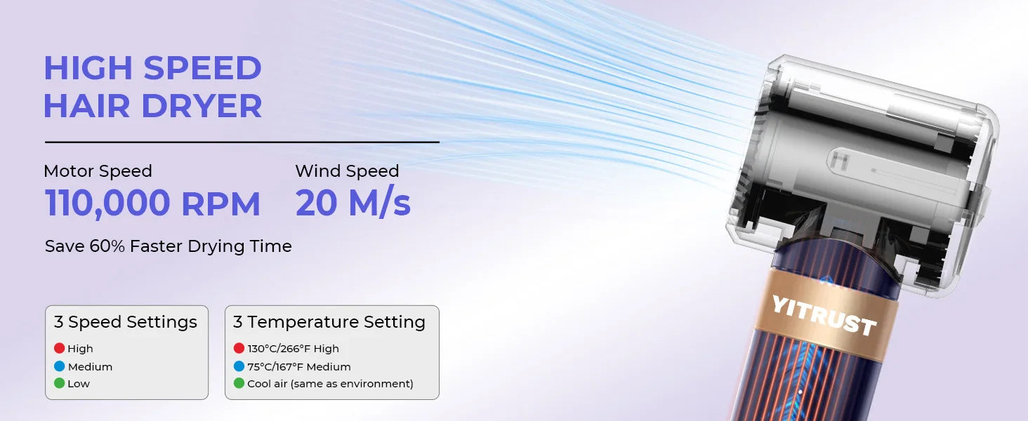 Brosse de sèche-cheveux 7 en 1 sans brosse Sèche-cheveux à grande vitesse avec diffuseur Sèche-cheveux ionique Peigne de coiffage à air chaud Bigoudis automatique