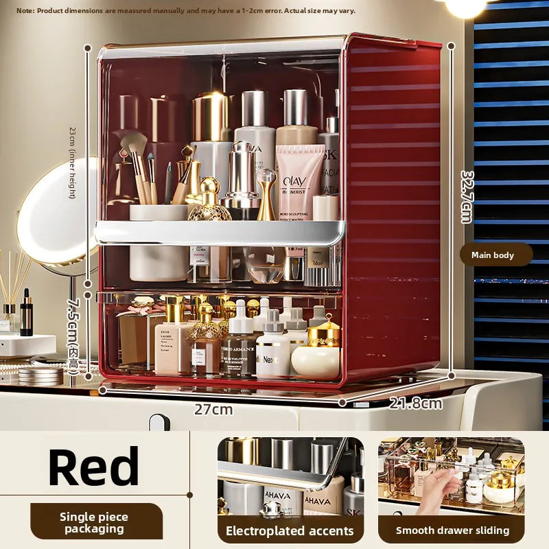 Grande boîte de rangement cosmétique acrylique multicouche Capaci Organisateur de bureau anti-poussière pour les produits de soins de la peau