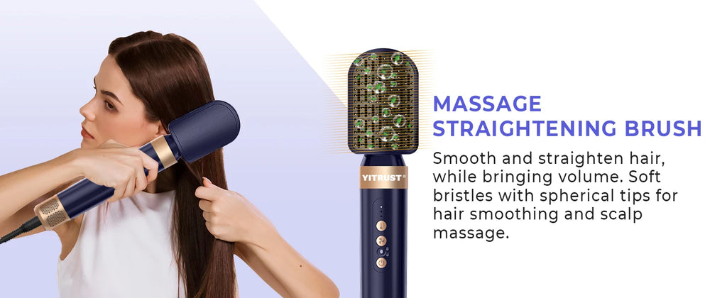 Brosse de sèche-cheveux 7 en 1 sans brosse Sèche-cheveux à grande vitesse avec diffuseur Sèche-cheveux ionique Peigne de coiffage à air chaud Bigoudis automatique