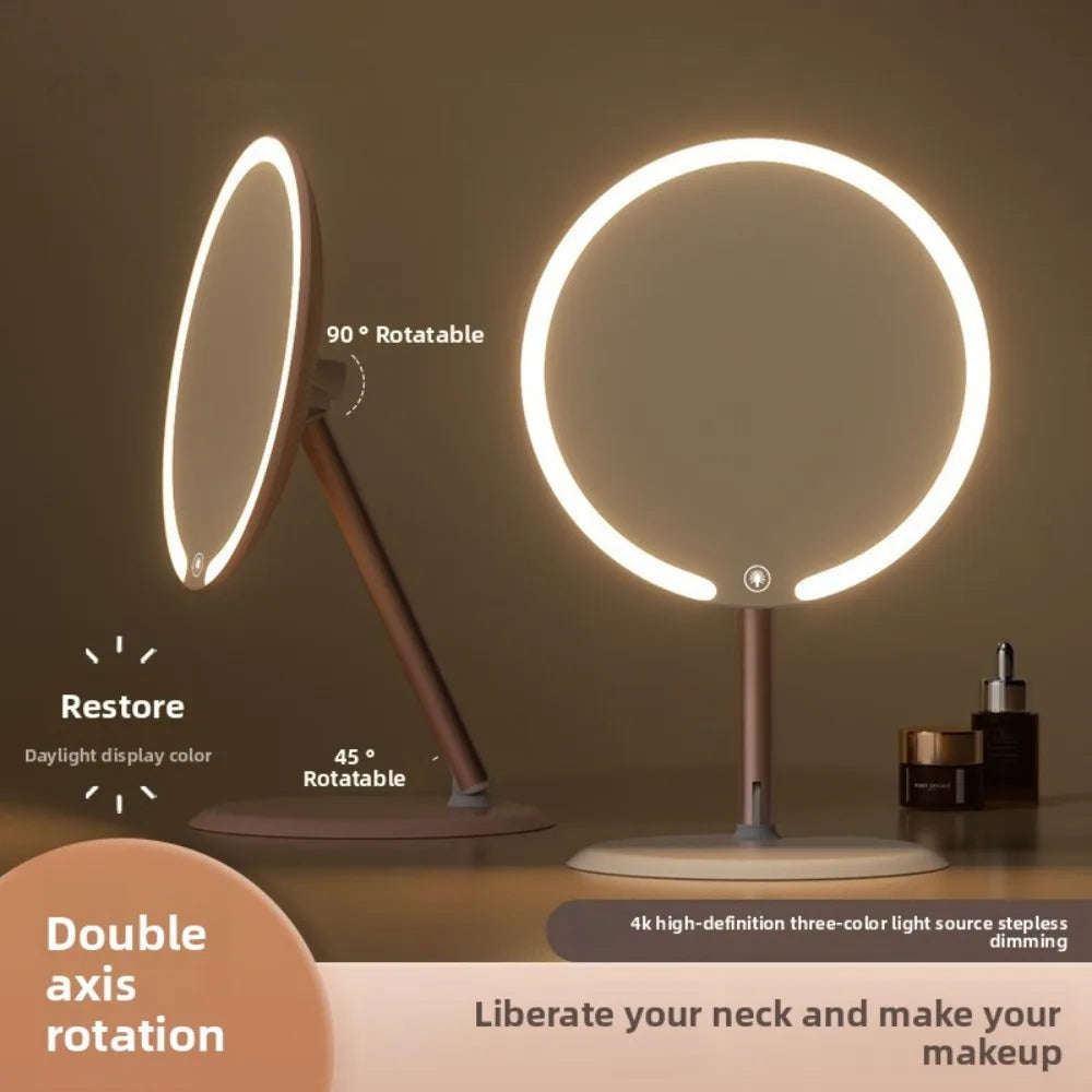 Makeup LED Touch Screen Makeup Mirror Foldable Illuminated 3 Colors Lighting Modes USB Rechargeable Cosmetic Mirror Tools Mirror