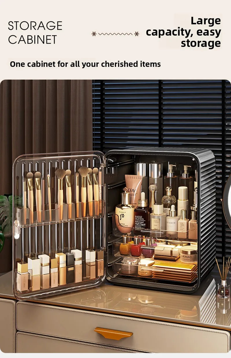 Grande boîte de rangement cosmétique acrylique multicouche Capaci Organisateur de bureau anti-poussière pour les produits de soins de la peau