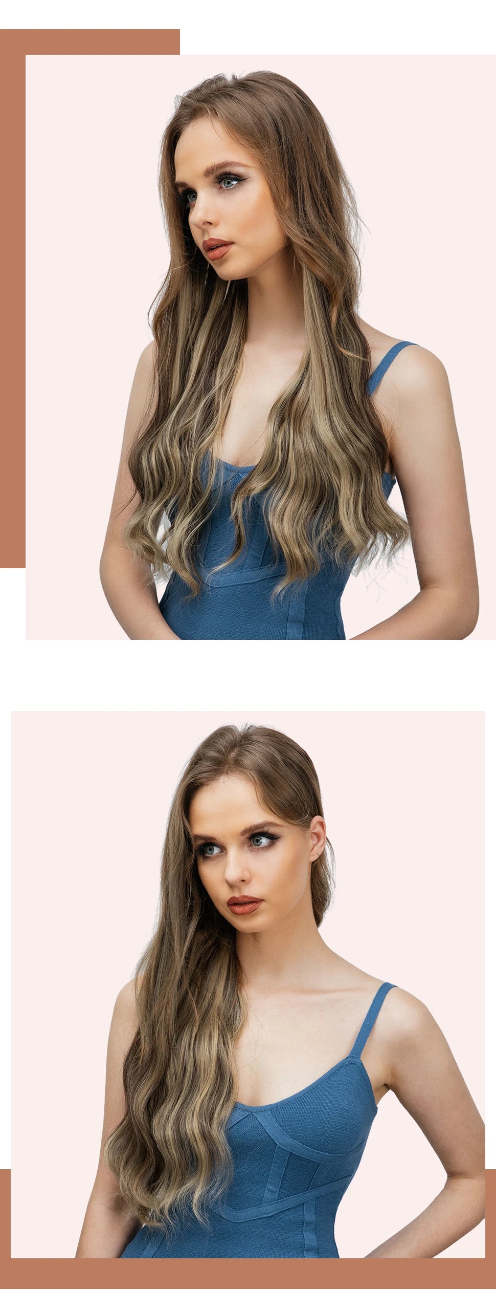 4pcs/set Synthétique Long Wave Clip In Hair Extensions 22 » Thick Hairpiece For Women Brown Blonde Black Natural Fake Hair