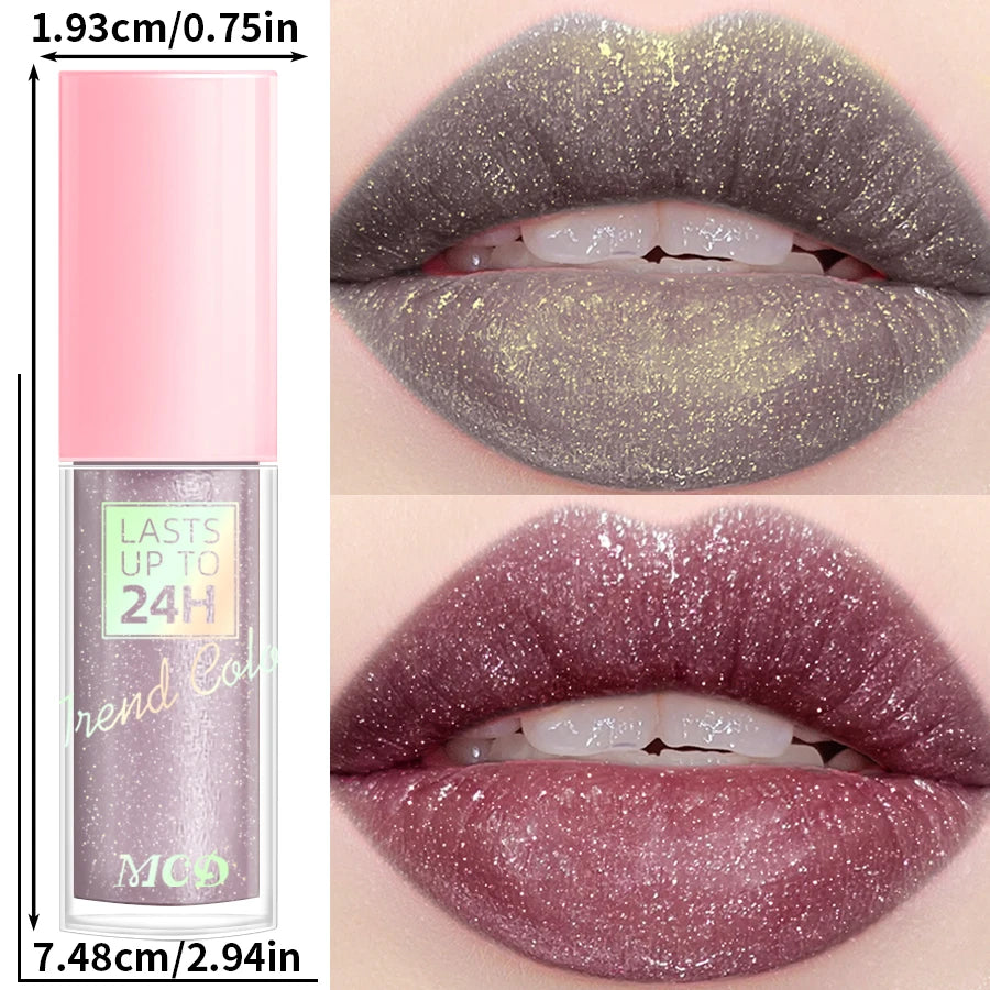 18 couleurs paillettes 1pcs Lip Glaze Gloss à lèvres longue durée Rouge à lèvres liquide imperméable Maquillage Huile à lèvres Teinte à lèvres Baume à lèvres hydratant