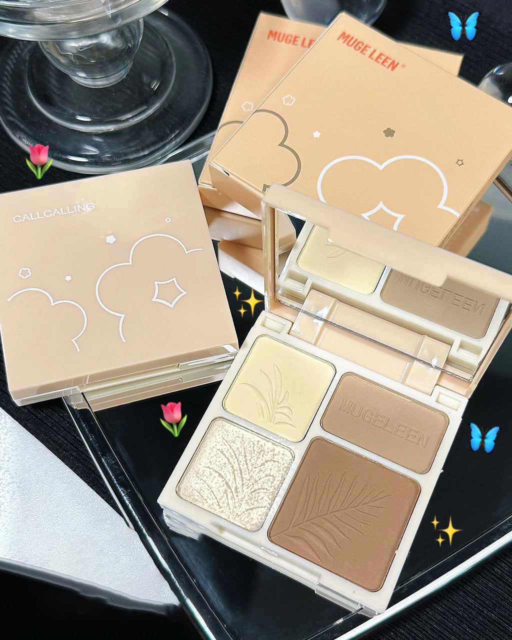 4 Colors Highlighter Contour 3D Facial Bronzer Cosmetic Brightening Beige Matte Highlights Palette Eye Shadow Nose Powder Makeup