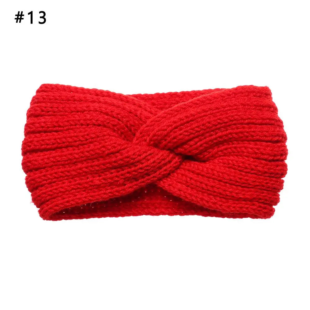 Women Weaving Cross Headband Knitting Warm Headwear Leopard Bowknot Turban Wide Fashion Winter Cycling Crochet Turban Colorful