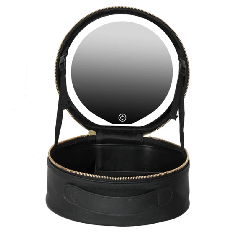 Sac à cosmétiques de voyage avec miroir de maquillage LED réglable et séparateurs