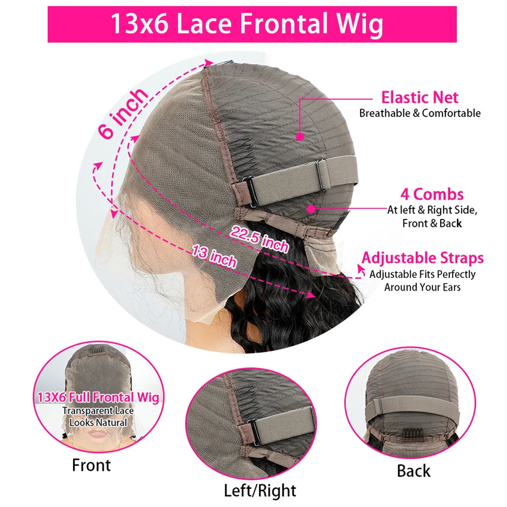 Full Frontal 360 HD Dentelle Transparente 40 46 Pouces De Long Droite 5x5 Fermeture Cheveux Humains Pré-plumés Perruques