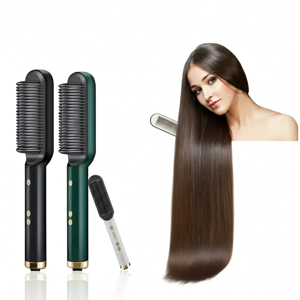1 piece of straight hair comb, 2-in-1 electric straight hair curling styling tool, multifunctional straight hair straightener
