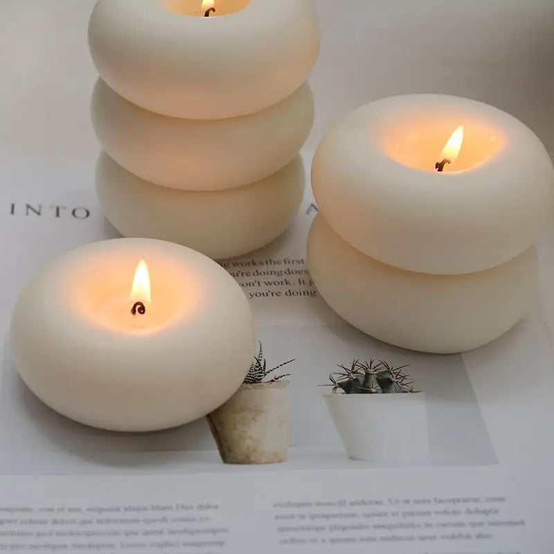 Ins Wind Donut Aromatherapy Candle Round Solid Color Candle Creative Home Decoration Candle Bedroom Smoke Free Birthday Gift
