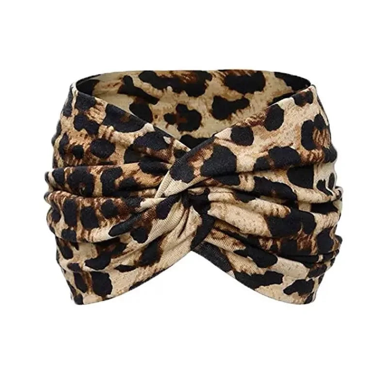 Bandeau large à imprimé bohème - Absorbant l’eau, sangles croisées, adapté au yoga, à la course à pied et à l’utilisation quotidienne