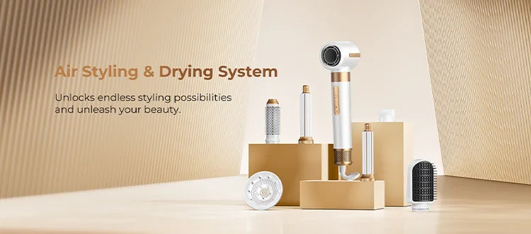 Brosse de sèche-cheveux 7 en 1 sans brosse Sèche-cheveux à grande vitesse avec diffuseur Sèche-cheveux ionique Peigne de coiffage à air chaud Bigoudis automatique