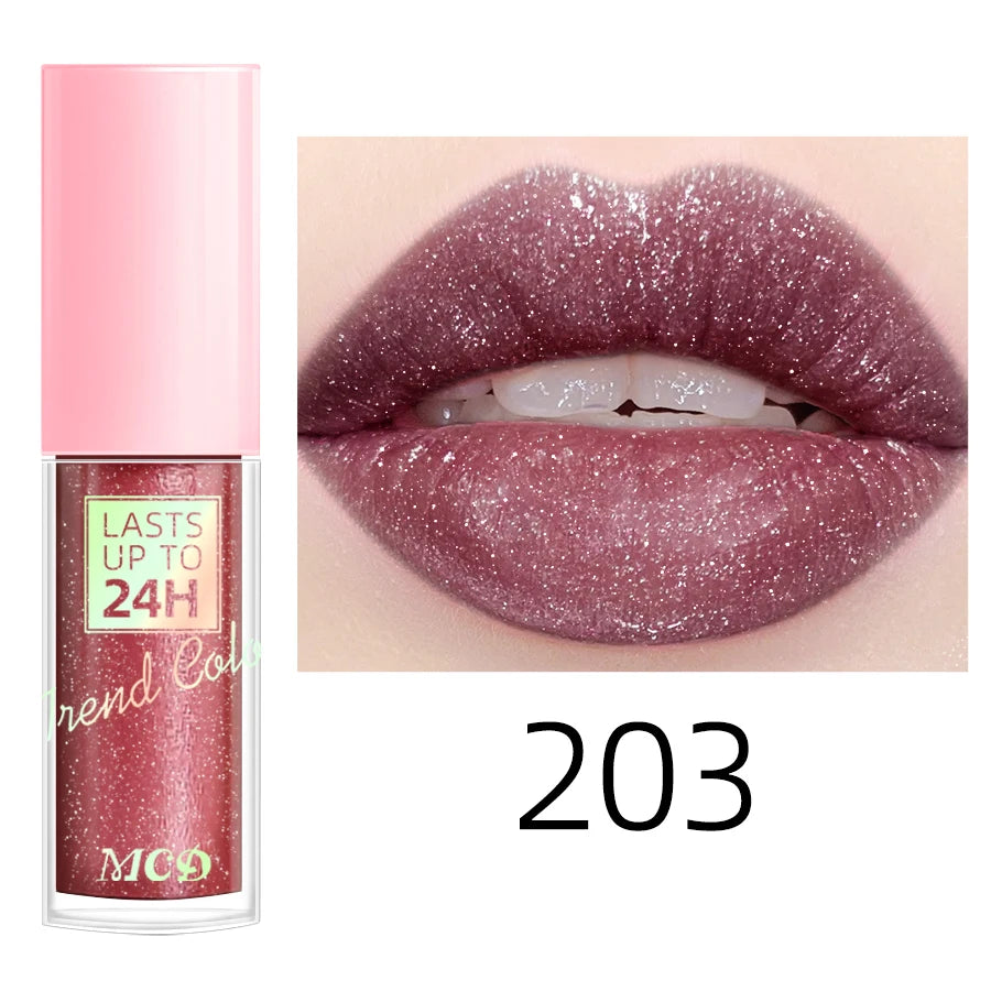 18 couleurs paillettes 1pcs Lip Glaze Gloss à lèvres longue durée Rouge à lèvres liquide imperméable Maquillage Huile à lèvres Teinte à lèvres Baume à lèvres hydratant