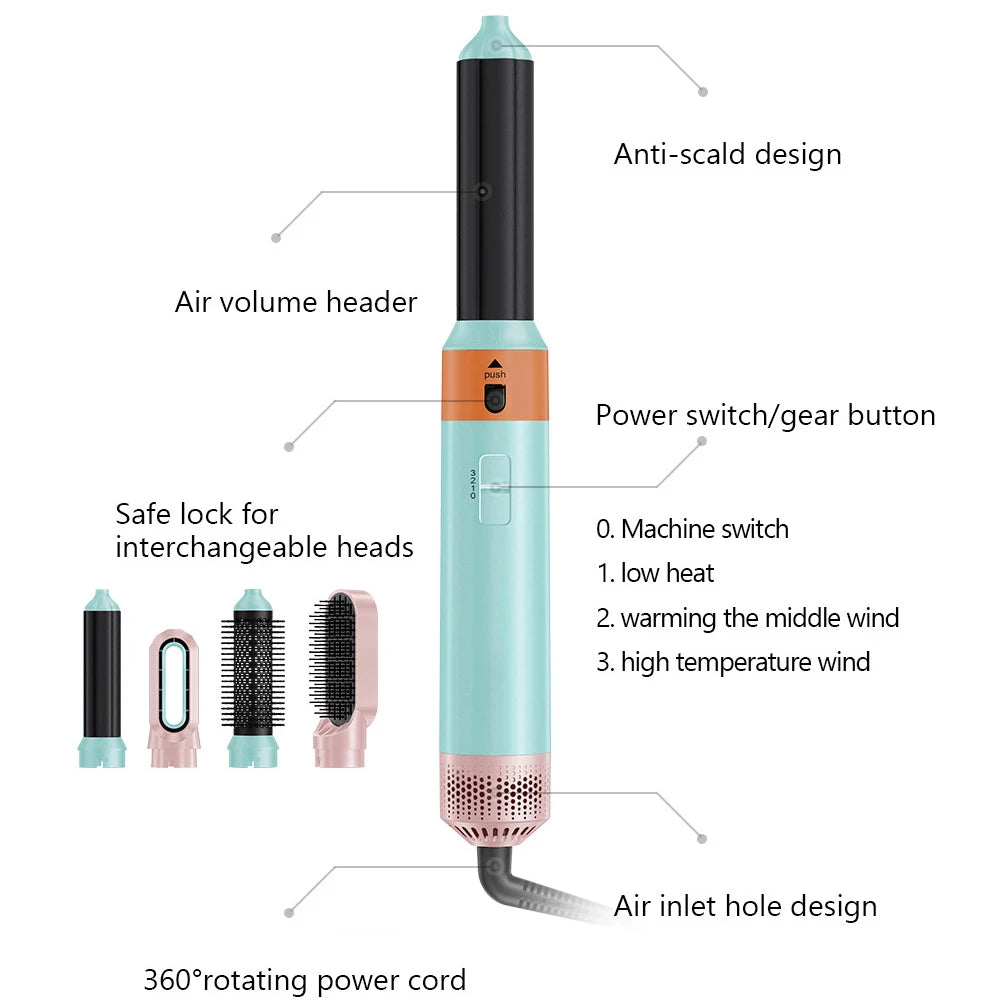 2025 Nouvelle mise à niveau 5 en 1 sèche-cheveux haute vitesse brosse à air chaud coiffure sèche-cheveux avec auto-airwrap bigoudis outils de coiffage