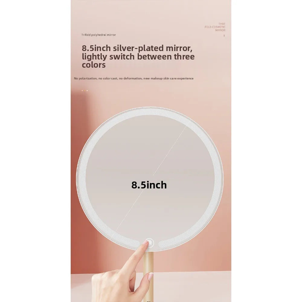 Makeup LED Touch Screen Makeup Mirror Foldable Illuminated 3 Colors Lighting Modes USB Rechargeable Cosmetic Mirror Tools Mirror