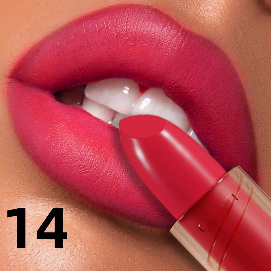 14-color Matte Lipstick  Red Lip Stick Waterproof Sexy Korean Makeup Lip Tint Brown Pink Lip Cosmetic Long Lasting Lip Gloss