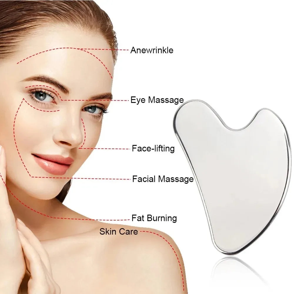 1/3PCS Face Ice Roller Stainless Steel Gua Sha Board Face Massage Roller Facial Massager Face Lifting Beauty Skin Care Tools