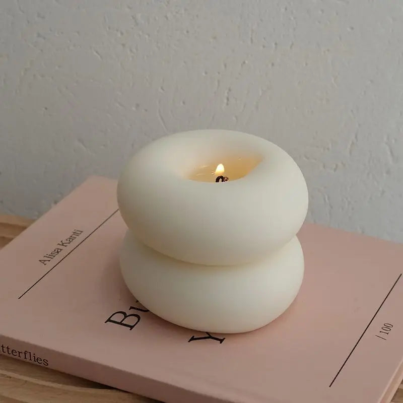 Ins Wind Donut Aromatherapy Candle Round Solid Color Candle Creative Home Decoration Candle Bedroom Smoke Free Birthday Gift