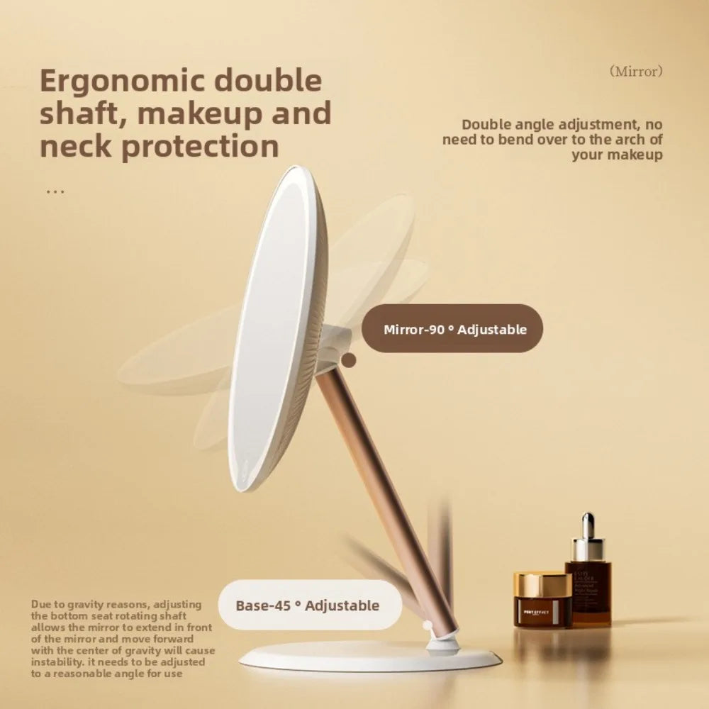 Makeup LED Touch Screen Makeup Mirror Foldable Illuminated 3 Colors Lighting Modes USB Rechargeable Cosmetic Mirror Tools Mirror