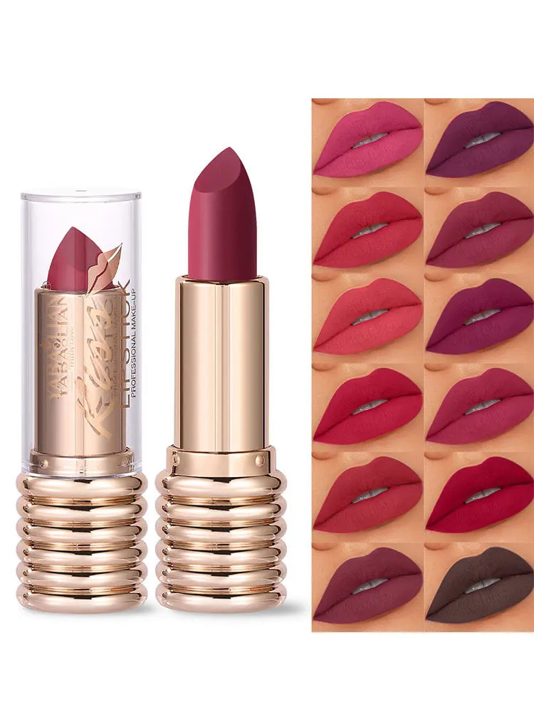 1pc Matte Lipsticks Waterproof Velvet Nude Lipstick Sexy Red Lip Stick Pigment Makeup Pink Lip Gloss Long Lasting Makeup