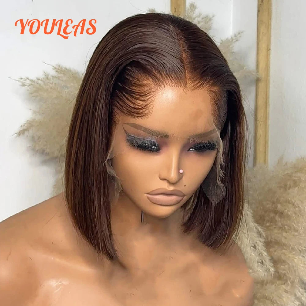 Lagos Hairline Straight Bob Perruque de cheveux humains Court Blond foncé 13x4 HD Lace Frontal Glueless Perruques Preplucked Prêt à porter