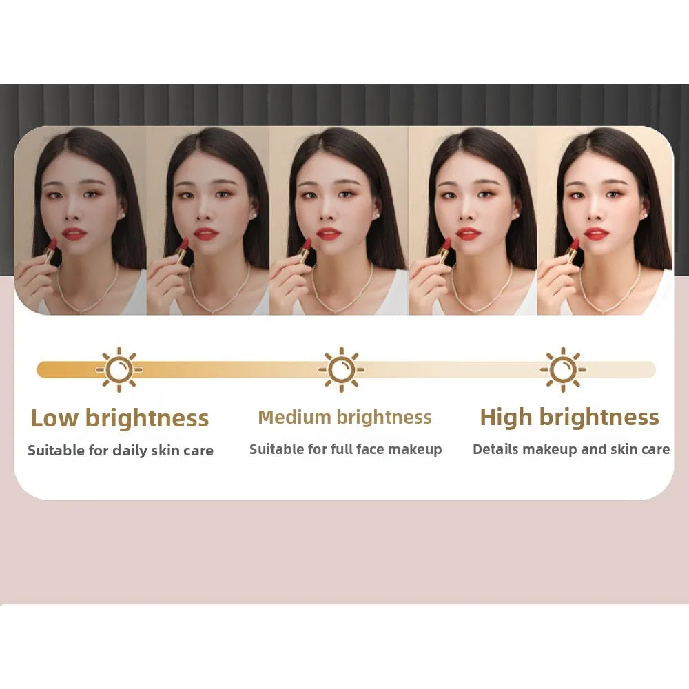 Makeup LED Touch Screen Makeup Mirror Foldable Illuminated 3 Colors Lighting Modes USB Rechargeable Cosmetic Mirror Tools Mirror