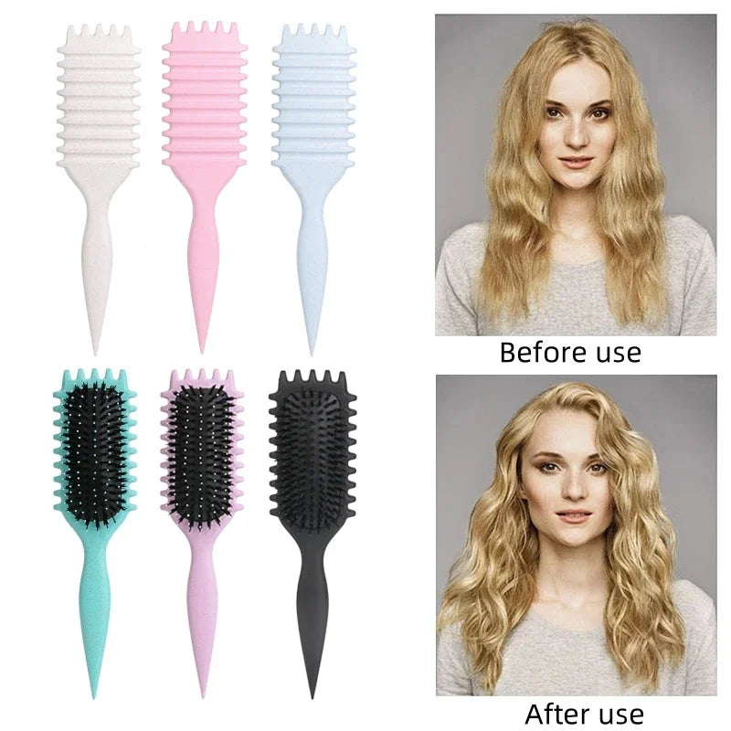 Salon Styling Curly Hair Styling Brush Curl Hair Brush pour le peignage et la mise en forme des boucles pour hommes et femmes Réduire les outils de traction