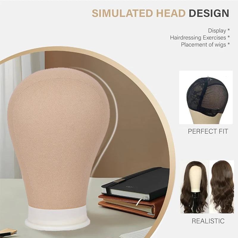 1 Piece Canvas Head For Wigs Salon Styling Head With Mount Hole For Wig Making Weave Hair Braiding Stand Hat Display Stand