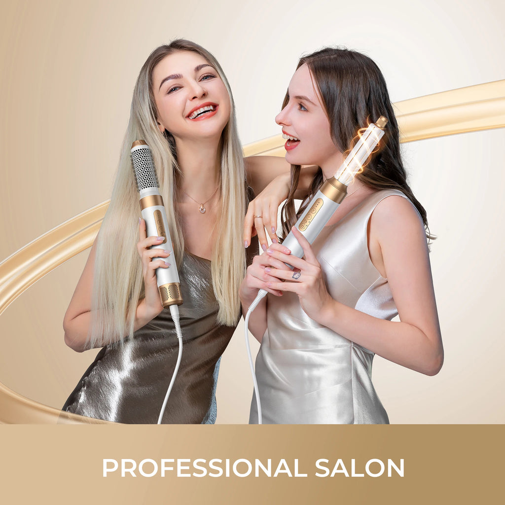 Brosse de sèche-cheveux 7 en 1 sans brosse Sèche-cheveux à grande vitesse avec diffuseur Sèche-cheveux ionique Peigne de coiffage à air chaud Bigoudis automatique