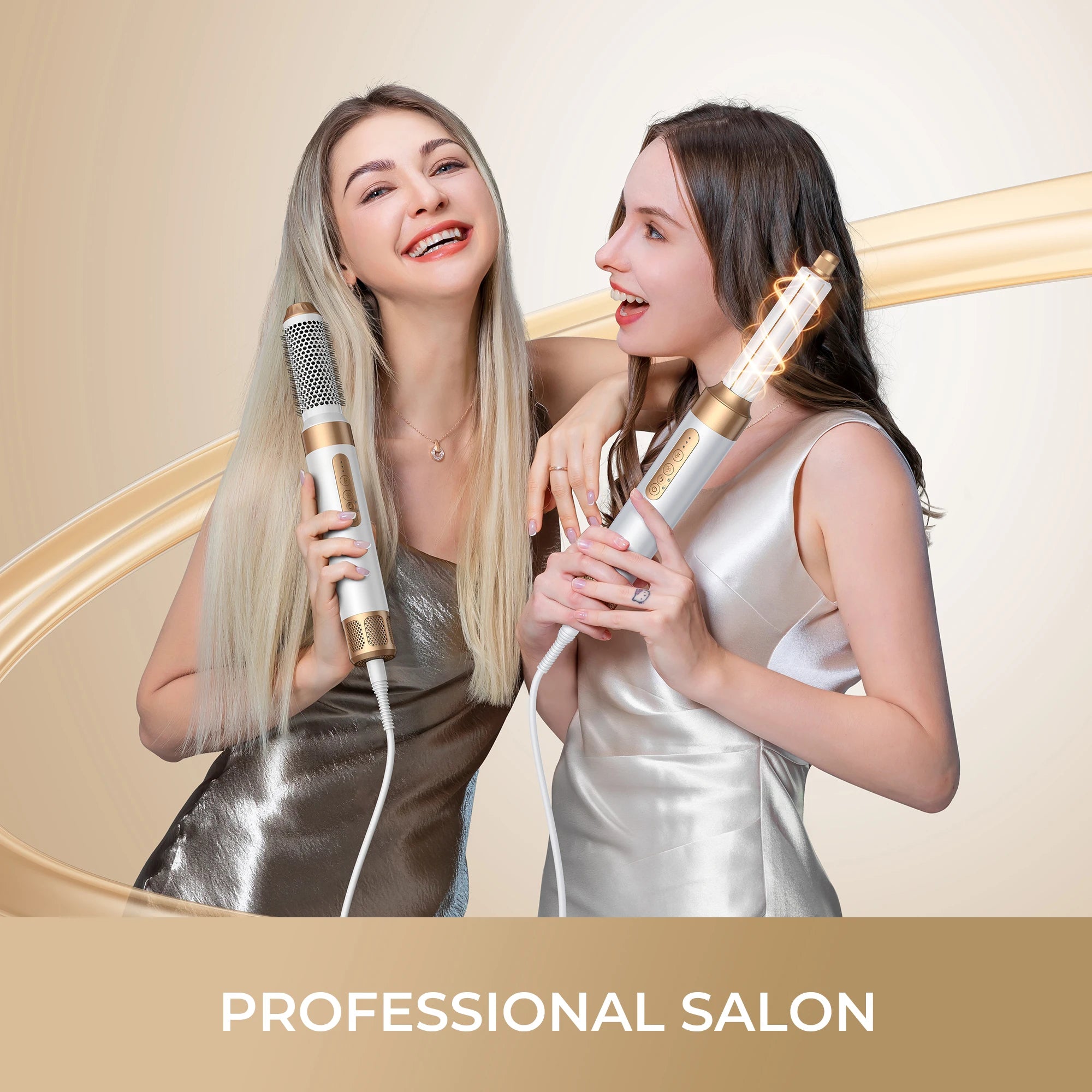 Brosse de sèche-cheveux 7 en 1 sans brosse Sèche-cheveux à grande vitesse avec diffuseur Sèche-cheveux ionique Peigne de coiffage à air chaud Bigoudis automatique