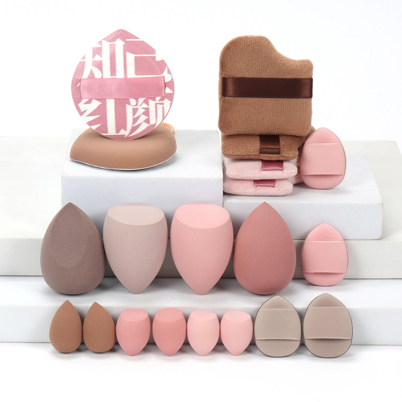 20 Pcs Pink Makeup Sponge and Makeup Puff Set Suitable for Face Cream and Powder Concealer Powder Makeup Machine