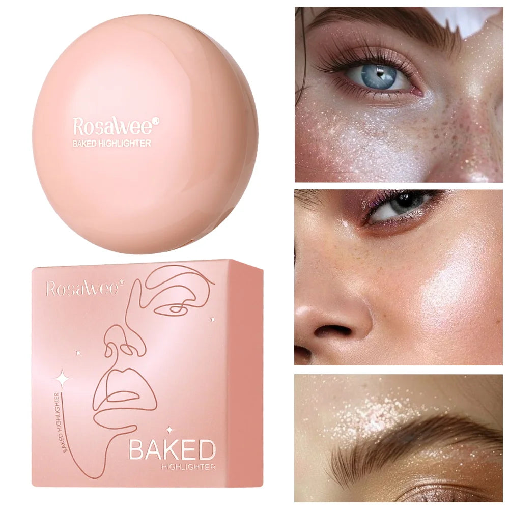 Long-lasting waterproof fine shimmer highlighter, natural glossy effect, brighten the contour and modify the face