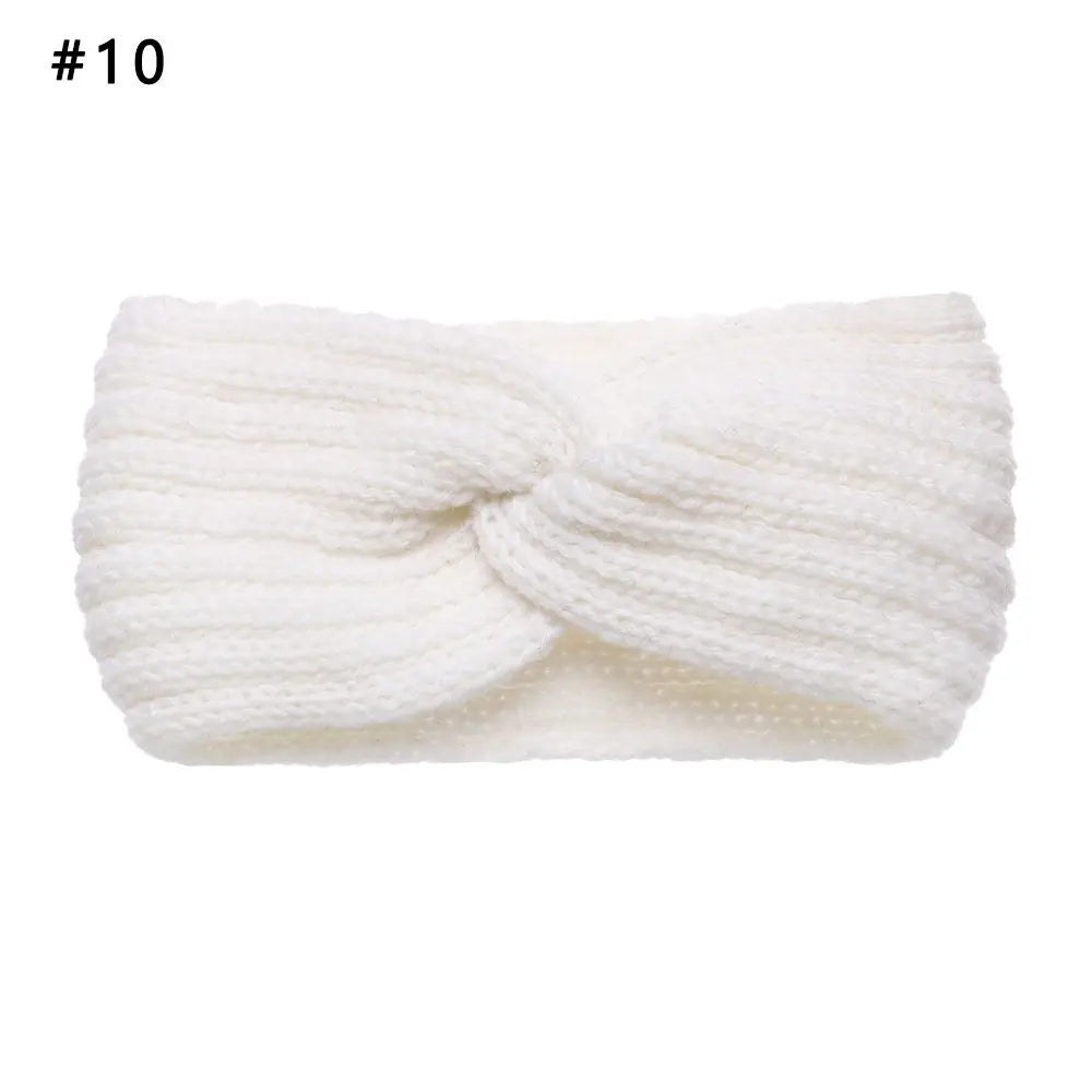 Women Weaving Cross Headband Knitting Warm Headwear Leopard Bowknot Turban Wide Fashion Winter Cycling Crochet Turban Colorful