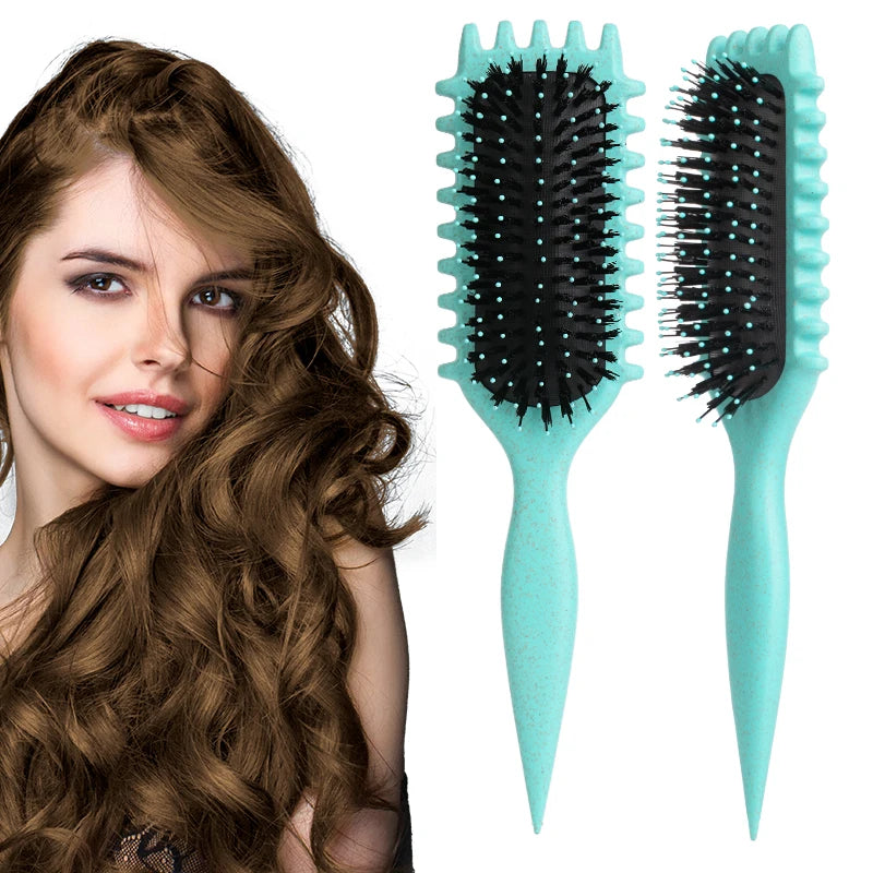 Salon Styling Curly Hair Styling Brush Curl Hair Brush pour le peignage et la mise en forme des boucles pour hommes et femmes Réduire les outils de traction