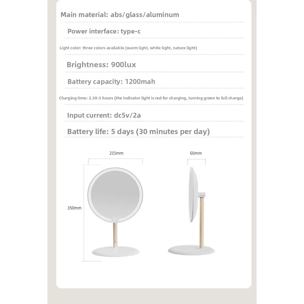 Makeup LED Touch Screen Makeup Mirror Foldable Illuminated 3 Colors Lighting Modes USB Rechargeable Cosmetic Mirror Tools Mirror