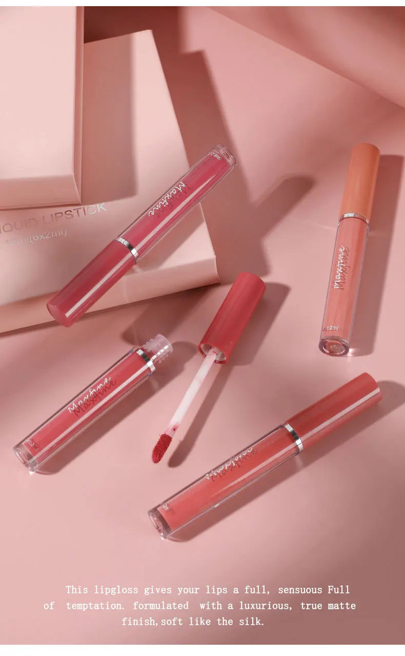 Ensemble de brillant à lèvres mat 6 couleurs rouge à lèvres lisse et durable affichage brillant à lèvres