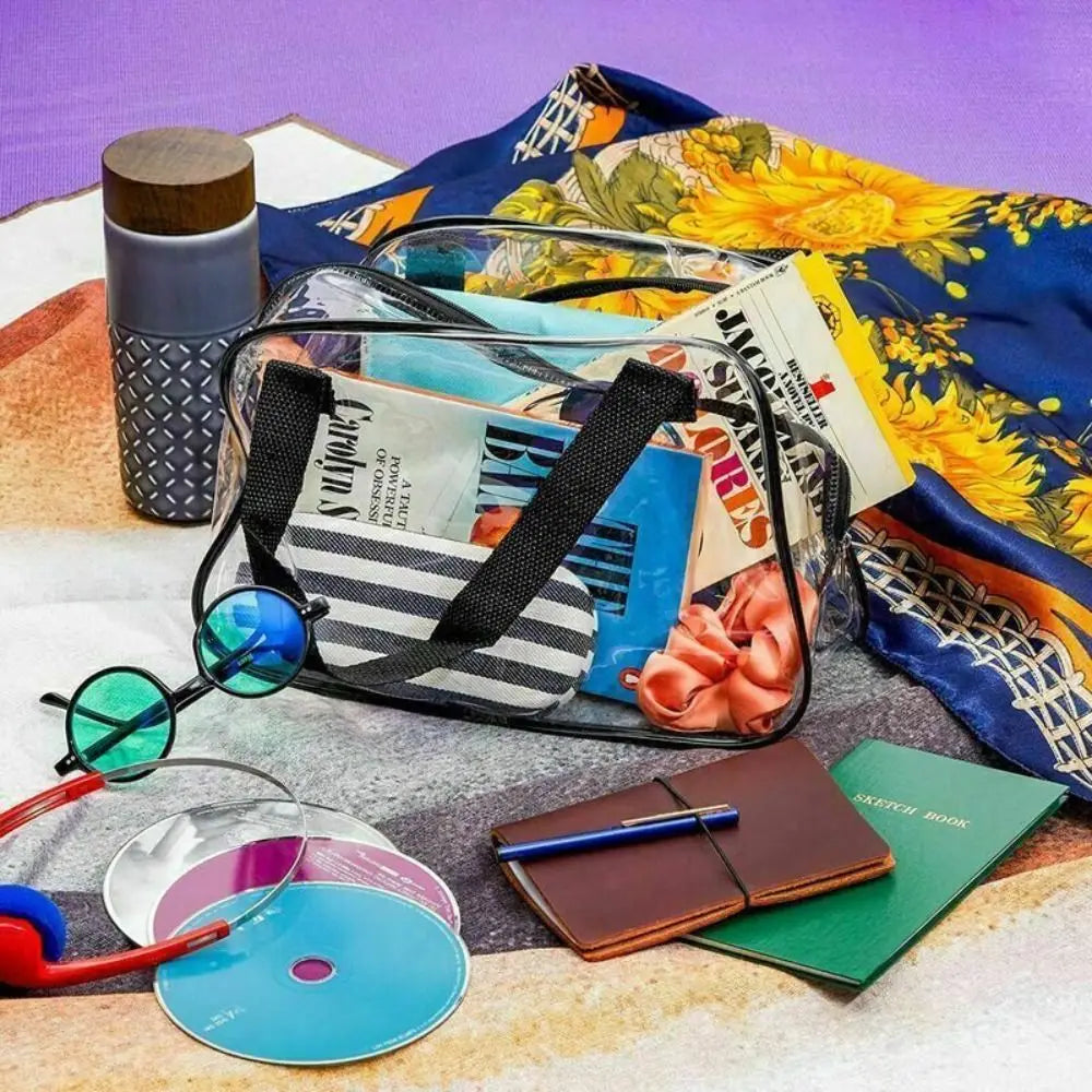 Clear Stadium Approved Tote Bag Transparent Small Handbag for Travel & Concert PVC Cosmetic Bag Tote Bag Travel Toiletries Bag