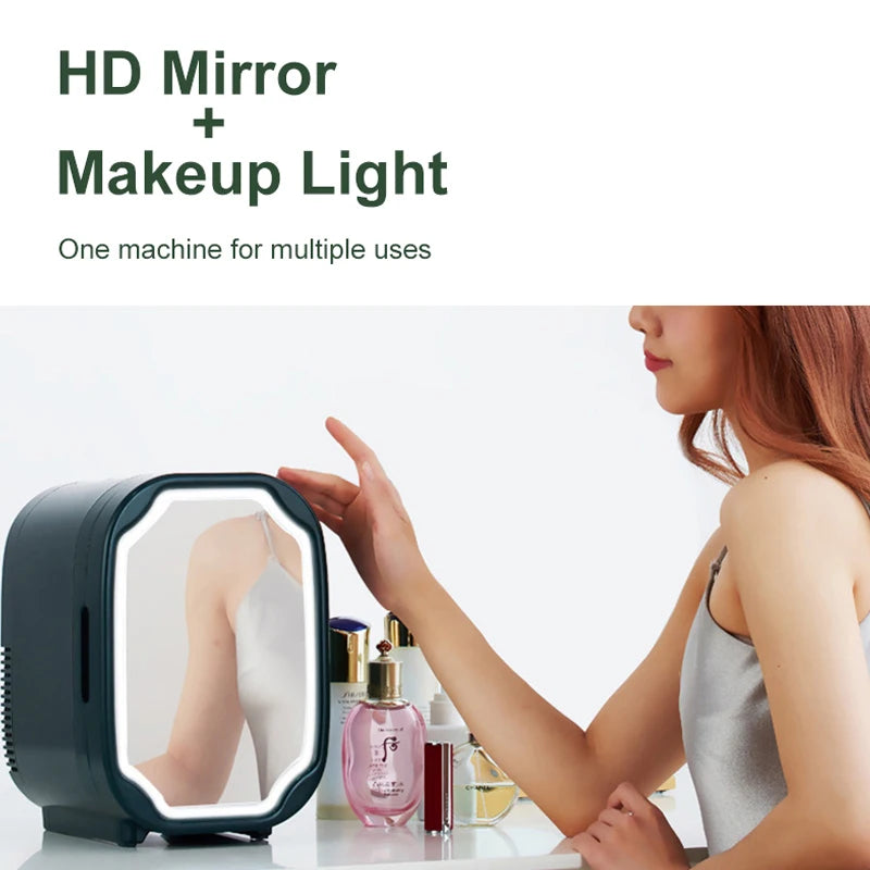 Mini Refrigerator With LED Light Cosmetic Skincare Refrigerators Makeup For Home Office and Portable Fridge Cooler Warmer