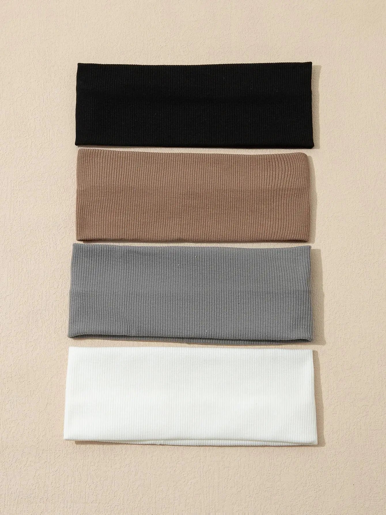 4Pcs Simple Fashion Women Solid Color Elastic HairBands Cute Wash Face Make-up Hair Band Vintage Sports Running Yoga Headbands