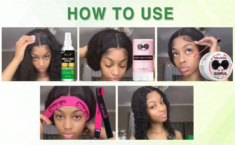 GOIPLE Beginners Lace Wig Styling Products Long-Lasting Finishing Wax Stick and Edge Control Gel Wig Bonding Glue Small Size Kit