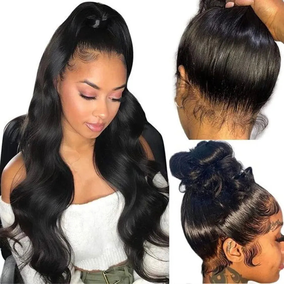 Perruques frontales en dentelle transparente 30 32 pouces Vague de corps Perruque avant en dentelle Perruques de cheveux brésiliens