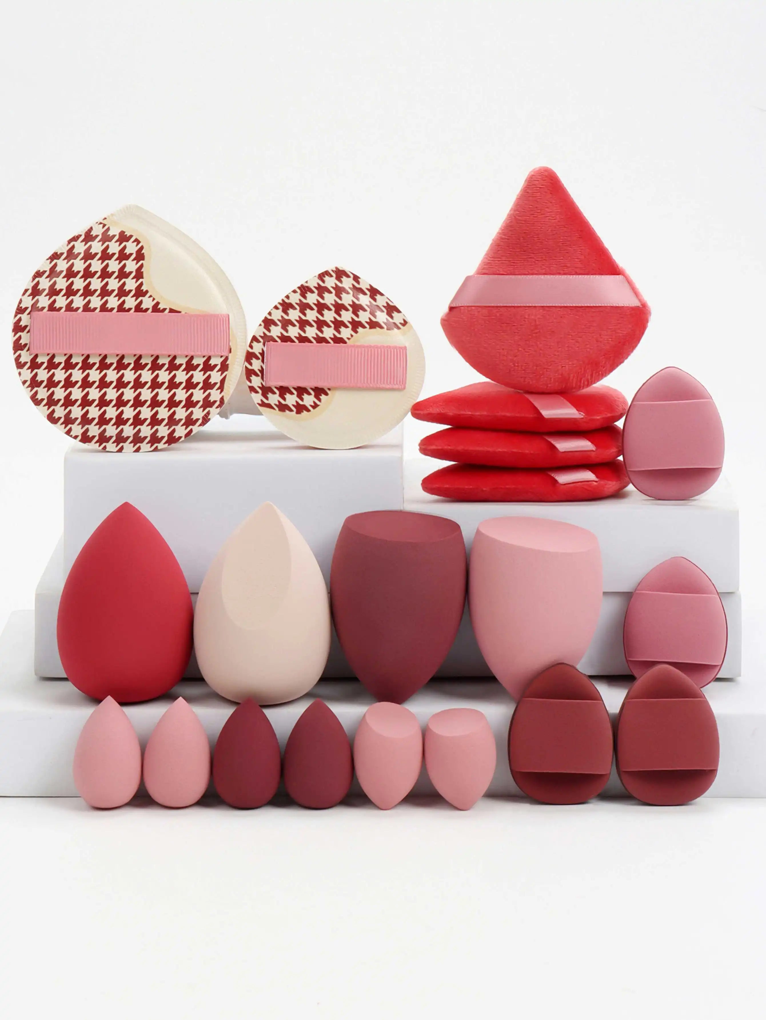 20 Pcs Pink Makeup Sponge and Makeup Puff Set Suitable for Face Cream and Powder Concealer Powder Makeup Machine