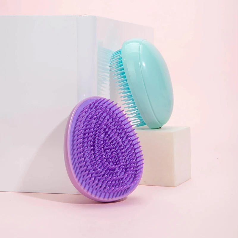 Mini brosse à cheveux démêlante Oeuf Brosses à cheveux en forme ronde Peignes à lisser les cheveux anti-nouage Massage antistatique Outils de soins capillaires
