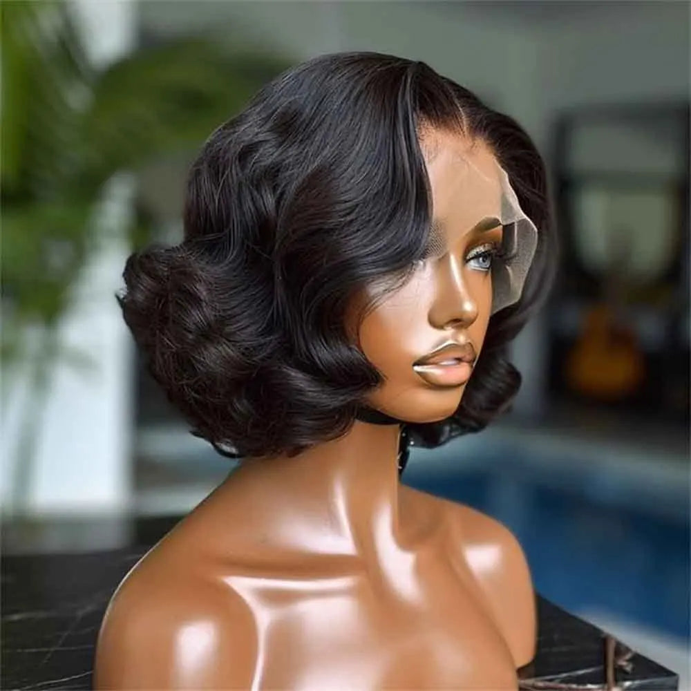 14 16 pouces perruque Cheveux humains Vague corporelle 13x4 HD Perruques frontales en dentelle 7x5 Fermeture Perruques sans colle