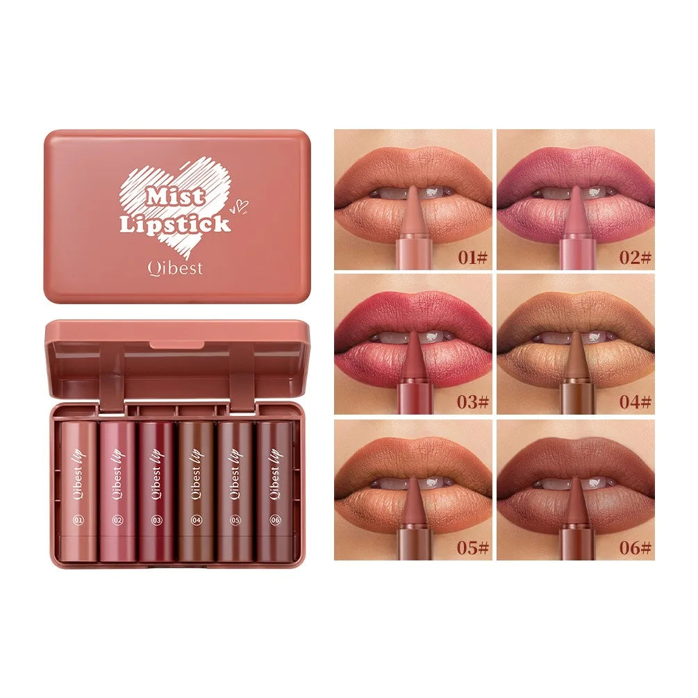 6PCS Ensemble de crayons de rouge à lèvres mats qui durent Twist-Up