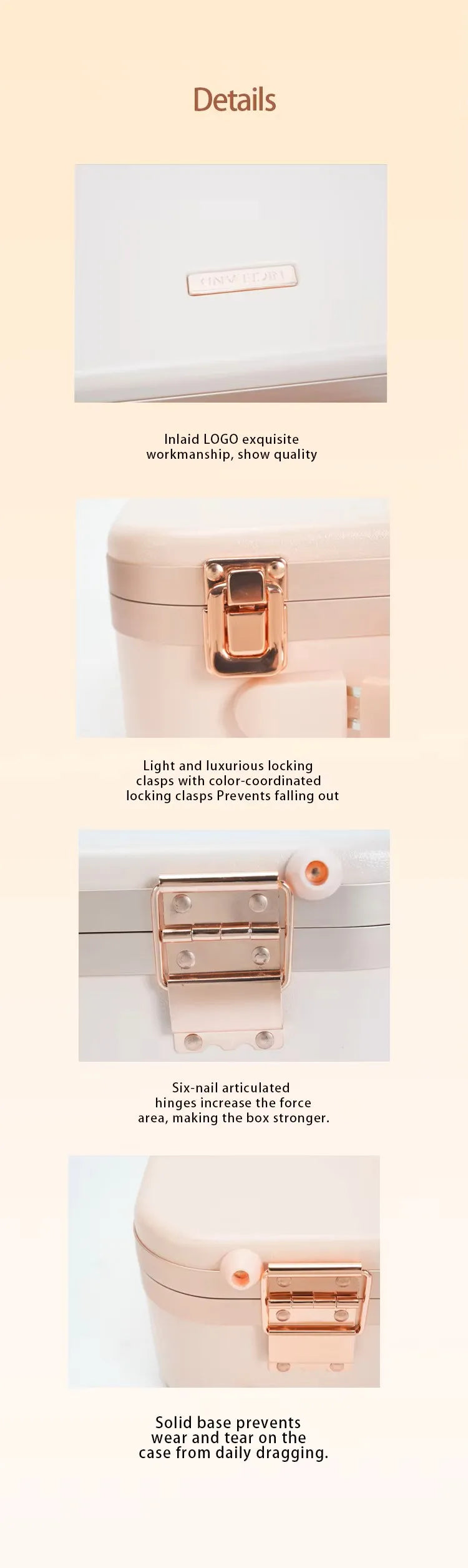 Large Capacity LED Lighted Makeup Case With Mirror Portable Detachable Cosmetic Storage Box Travel Makeup Box Cosmetic Bag