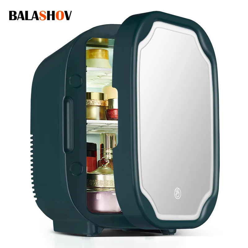 Mini Refrigerator With LED Light Cosmetic Skincare Refrigerators Makeup For Home Office and Portable Fridge Cooler Warmer