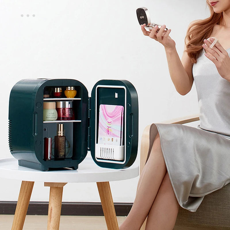 Mini Refrigerator With LED Light Cosmetic Skincare Refrigerators Makeup For Home Office and Portable Fridge Cooler Warmer